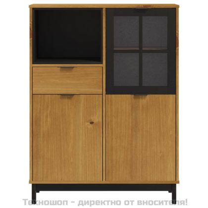 Висок шкаф със стъклени вратички FLAM 92x40x122,5 см бор масив