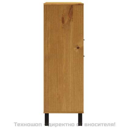 Висок шкаф със стъклени вратички FLAM 92x40x122,5 см бор масив
