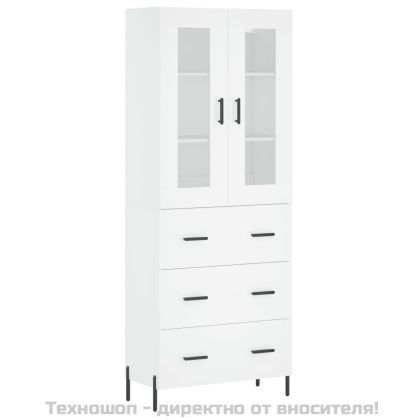 Висок шкаф, бял, 69,5x34x180 см, инженерно дърво
