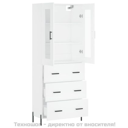 Висок шкаф, бял, 69,5x34x180 см, инженерно дърво