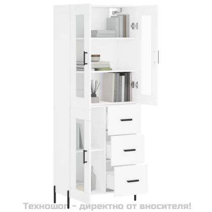 Висок шкаф, бял, 69,5x34x180 см, инженерно дърво
