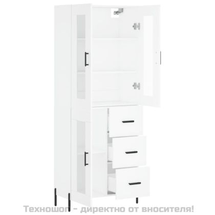 Висок шкаф, бял, 69,5x34x180 см, инженерно дърво