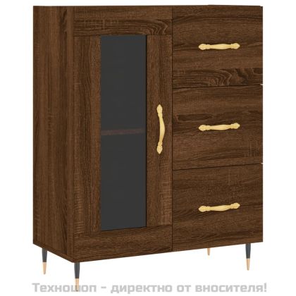 Висок шкаф, кафяв дъб, 69,5x34x180 см, инженерно дърво