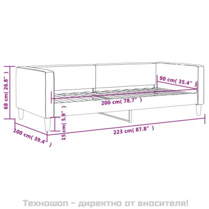 Кушетка, светлосива, 90x200 см, плат