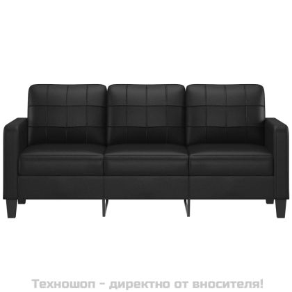 3-местен диван, черен, 180 см, изкуствена кожа