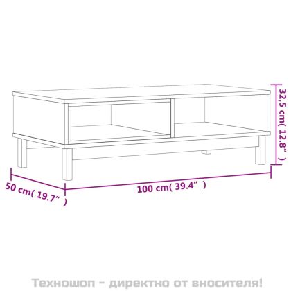 Маса за кафе "FLAM" 100x50x32,5 см бор масив