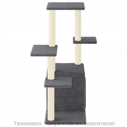 Котешко дърво със сизалени стълбове, тъмносиво, 97,5 см