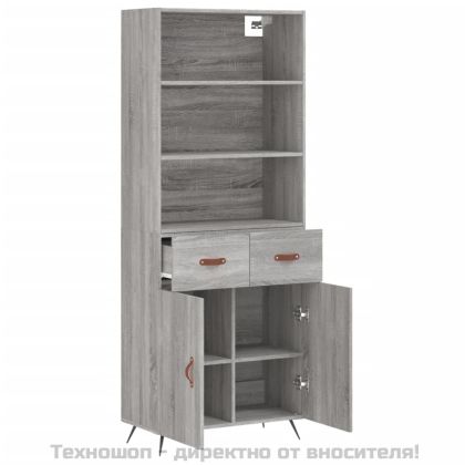 Висок шкаф, сив сонома, 69,5x34x180 см, инженерно дърво