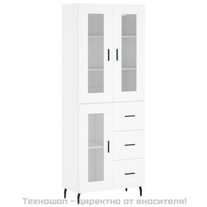 Висок шкаф, бял, 69,5x34x180 см, инженерно дърво