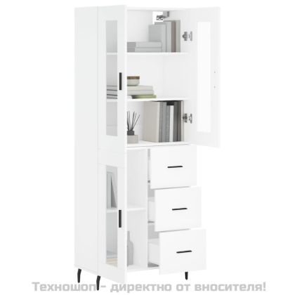Висок шкаф, бял, 69,5x34x180 см, инженерно дърво