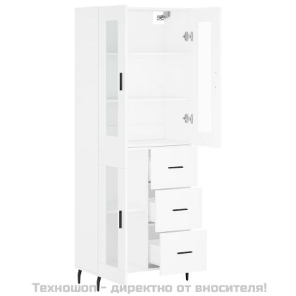 Висок шкаф, бял, 69,5x34x180 см, инженерно дърво