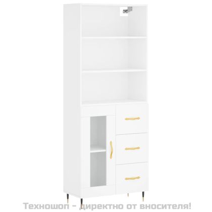 Висок шкаф, бял, 69,5x34x180 см, инженерно дърво
