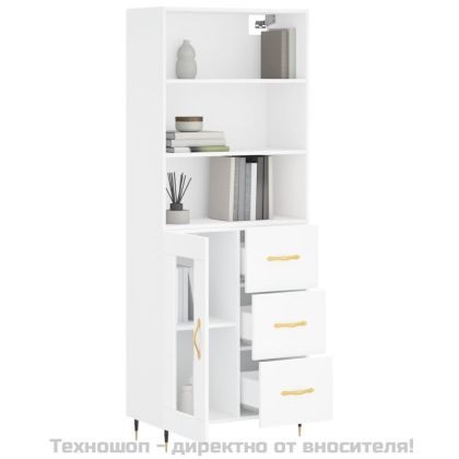 Висок шкаф, бял, 69,5x34x180 см, инженерно дърво