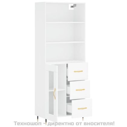 Висок шкаф, бял, 69,5x34x180 см, инженерно дърво