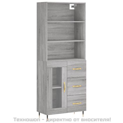 Висок шкаф, сив сонома, 69,5x34x180 см, инженерно дърво