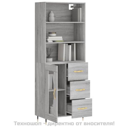 Висок шкаф, сив сонома, 69,5x34x180 см, инженерно дърво