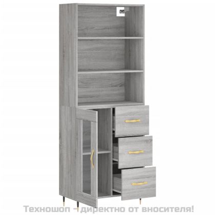 Висок шкаф, сив сонома, 69,5x34x180 см, инженерно дърво