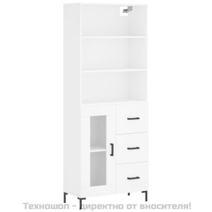 Висок шкаф, бял, 69,5x34x180 см, инженерно дърво