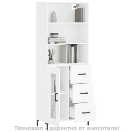 Висок шкаф, бял, 69,5x34x180 см, инженерно дърво