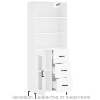 Висок шкаф, бял, 69,5x34x180 см, инженерно дърво
