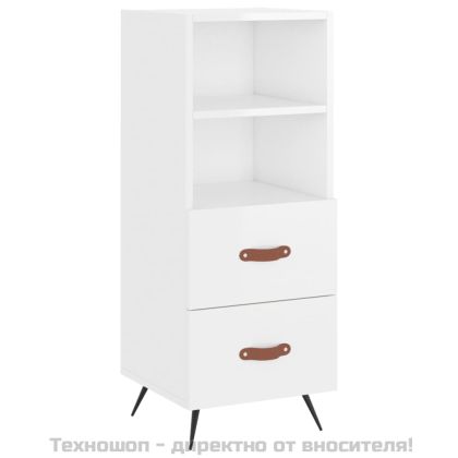 Висок шкаф, бял гланц, 34,5x34x180 см, инженерно дърво