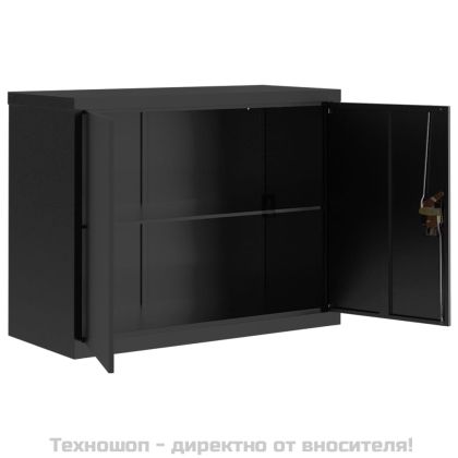 Шкаф за папки черен 90x40x70 см стомана