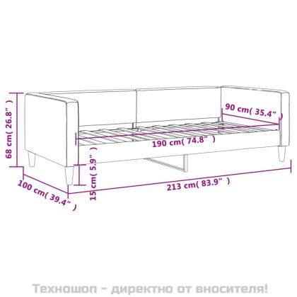 Кушетка, тъмносива, 90x190 см, плат