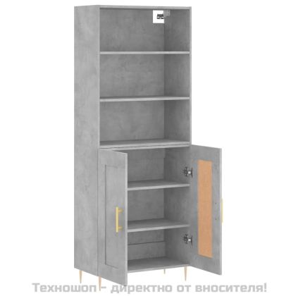 Висок шкаф, бетонно сив, 69,5x34x180 см, инженерно дърво