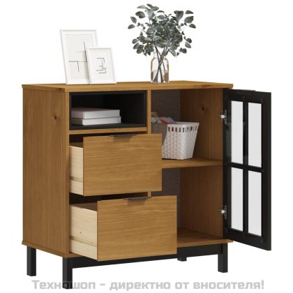 Бюфет със стъклени вратички "FLAM" 80x40x80 см бор масив