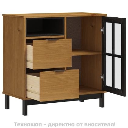Бюфет със стъклени вратички "FLAM" 80x40x80 см бор масив