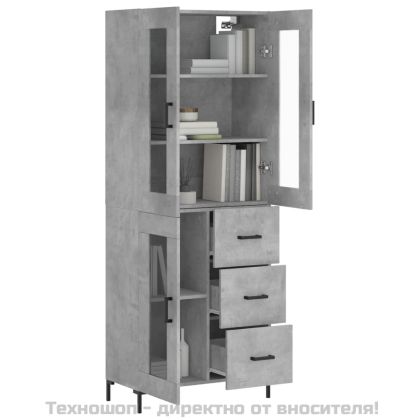 Висок шкаф, бетонно сив, 69,5x34x180 см, инженерно дърво