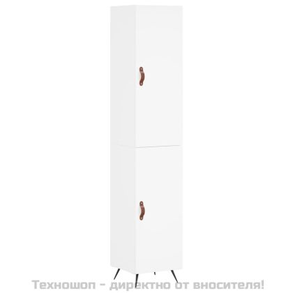 Висок шкаф, бял, 34,5x34x180 см, инженерно дърво
