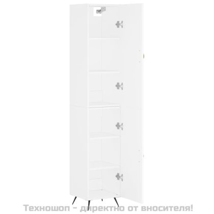 Висок шкаф, бял, 34,5x34x180 см, инженерно дърво