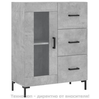 Висок шкаф, бетонно сив, 69,5x34x180 см, инженерно дърво