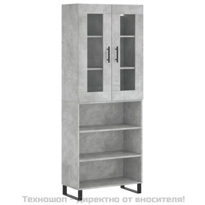 Висок шкаф, бетонно сив, 69,5x34x180 см, инженерно дърво