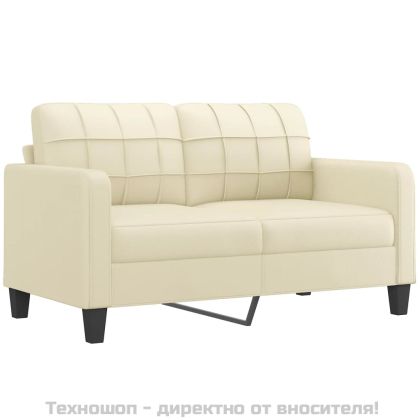 2-местен диван, кремава, 140 см, изкуствена кожа
