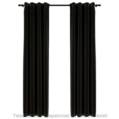 Затъмняващи завеси, имитация лен, 2 бр, антрацит, 140x225 см