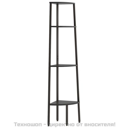 Ъглова етажерка с 4 рафта черна 45,5x31,5x150 см
