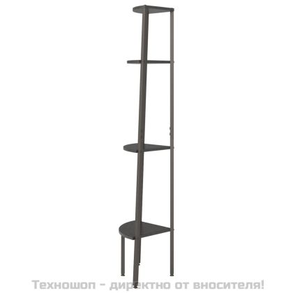 Ъглова етажерка с 4 рафта черна 45,5x31,5x150 см