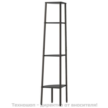 Ъглова етажерка с 4 рафта черна 45,5x31,5x150 см