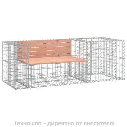 Градинска пейка с габионна кошница дугласко дърво масив