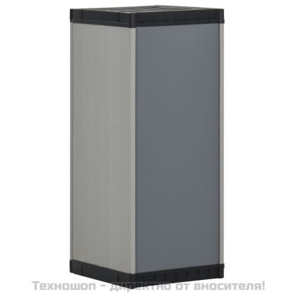 Градински шкаф за съхранение с 1 рафт сиво-черен 35x40x85 см