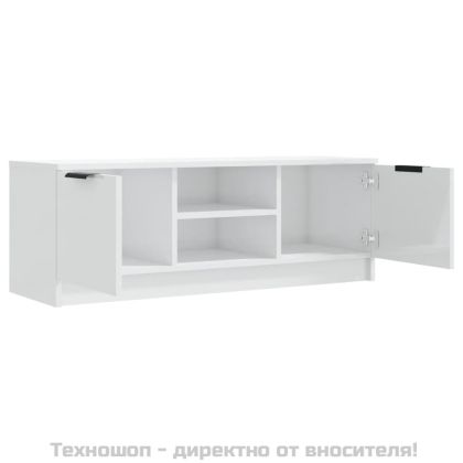 ТВ шкаф бял гланц 102x35x36,5 см инженерно дърво