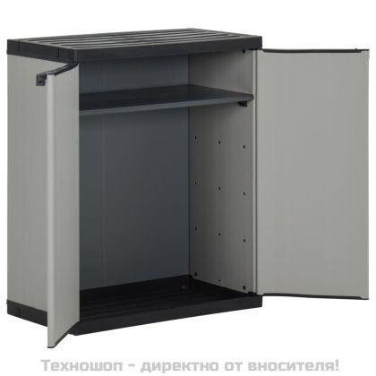 Градински контейнер за отпадъци, сиво и черно, 68x40x85 см, PP