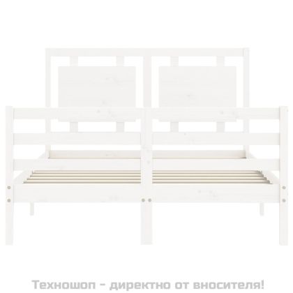 Рамка за легло с табла, бяла, 120х200 см, масивно дърво