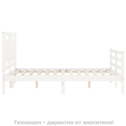 Рамка за легло с табла, бяла, 120х200 см, масивно дърво