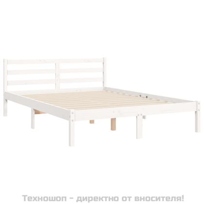 Рамка за легло с табла, бяла, 120х200 см, масивно дърво