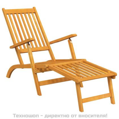 Външни шезлонги с опори за крака 2 бр масивно дърво акация