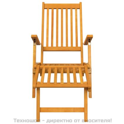 Външни шезлонги с опори за крака 2 бр масивно дърво акация