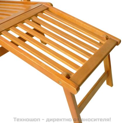 Външни шезлонги с опори за крака 2 бр масивно дърво акация